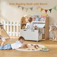 thumbnail image 2 of Kids Bookshelf and Toy Storage Organizer w/ Bench & Telescopic Book Holder, Reading Nook for Playroom, Bedroom, 2 of 8