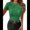 thumbnail image 4 of Camiseta de Verano de Corta con Cuello Redondo para Mujer, Color Verde, Talla L, 4 of 10