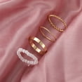 thumbnail image 4 of Fiudx Anillos de Perlas, Anillo de Aleación de Moda, Elegante Anillo de Perlas, Anillo de Diseño Único para Mujer, Accesorio de Fiesta, Idea de Regalo para Niñas, Juego de 4 Piezas Incluido., 4 of 6