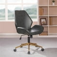 thumbnail image 2 of Reseda Office Chair in Black Faux Leather with Gold Base, 2 of 9