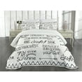 thumbnail image 3 of Ambesonne Adventure Quilted Bedspread Set 3 Pcs, Various Happy Words Theme, Queen Size, White Black, 3 of 5