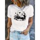 thumbnail image 1 of Camiseta con estampado abstracto de pato para mujer, cuello redondo, manga corta, cómoda mezcla de algodón, ideal para verano, ideal para deportes de ocio., 1 of 8