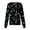 Black, variant on Novelty Print Scrub Top for Women, Long Sleeve Button Front Medical Jacket - Loose Fit Workwear Tunic with Pockets & Cuffed Sleeves Navy M