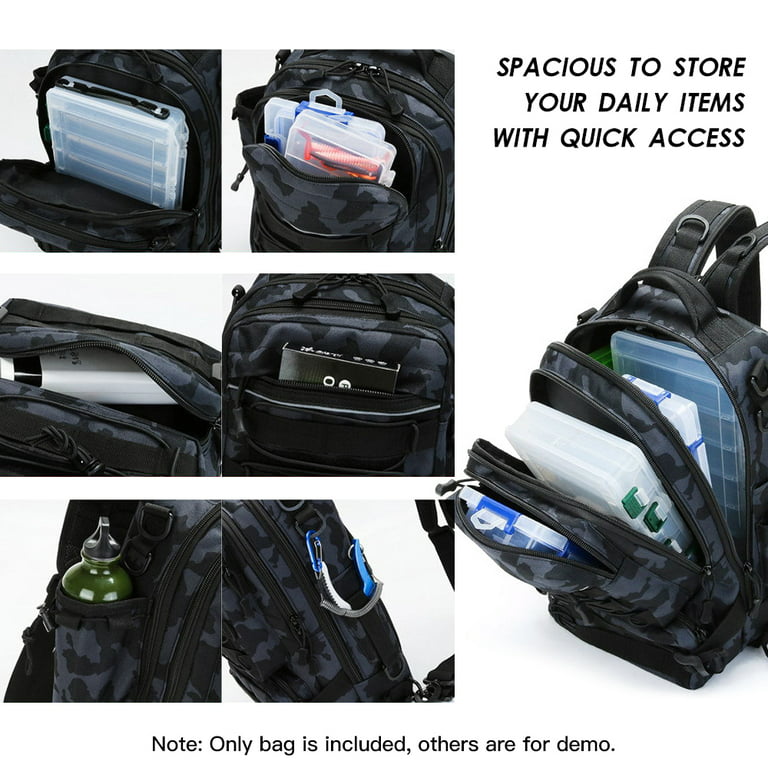 Fishing Tackle Backpack Storage Bag Outdoor Shoulder Backpack  Water-Resistant Fishing Gear Bag Cross Body Sling Bag 