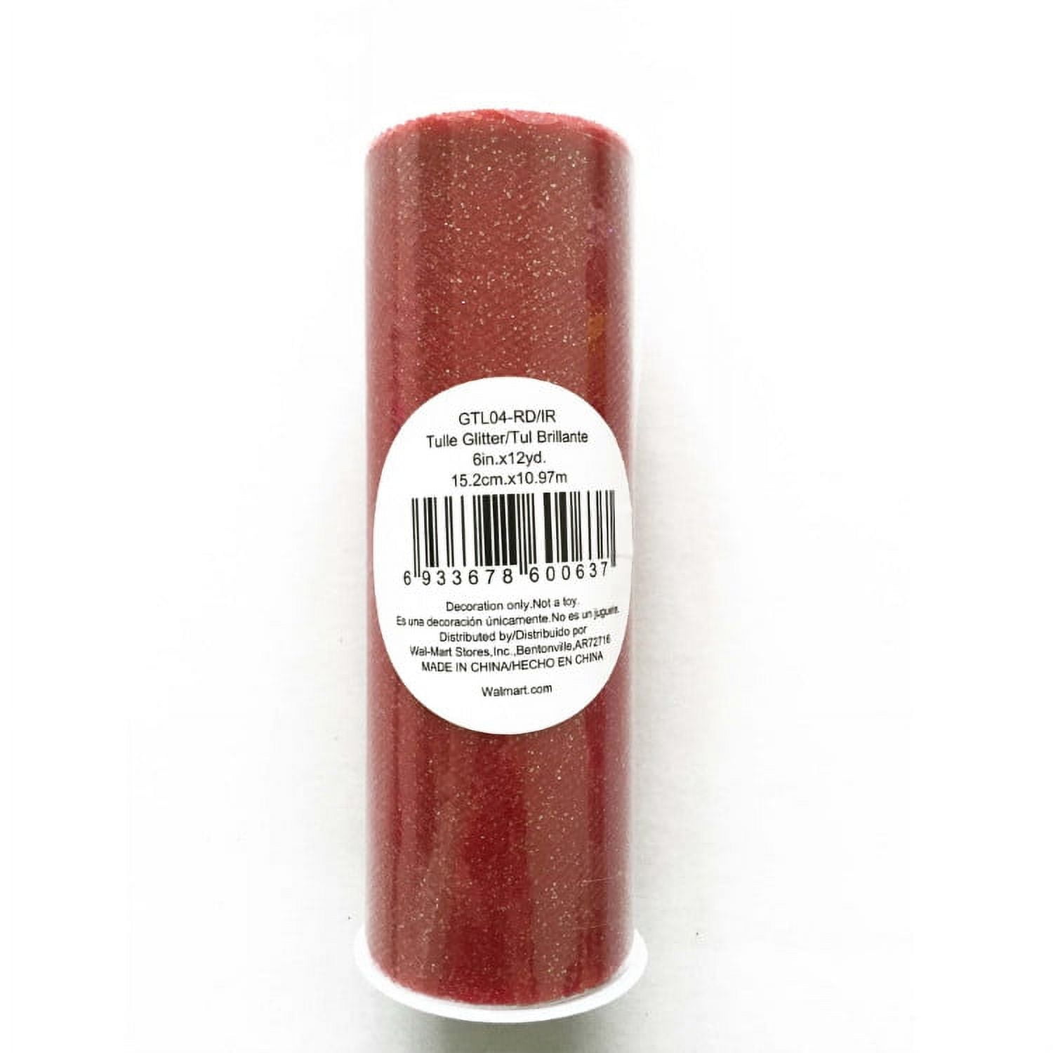 (3 pack) Fuzhou Unbrand 6inch 12Yd Red Glitter Tulle,100% Polyester by the Bolt