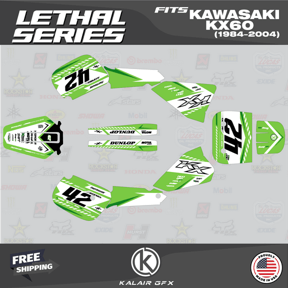 Kalair GFX Graphics Kit for Kawasaki KX60 (1984-2004) Lethal Series