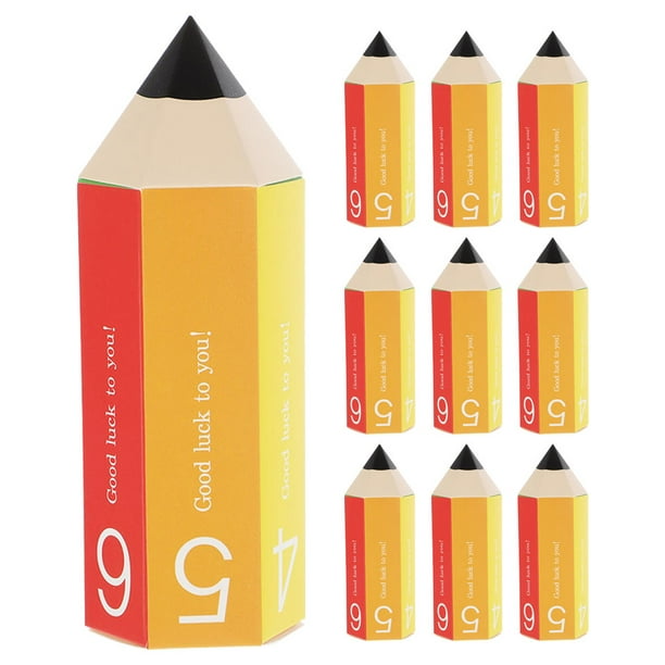 10 cajas de dulces con forma de lápiz de dibujos animados, coloridas y plegables, para refrigerios, recuerdos de fiestas escolares y suministros para la temporada de graduación