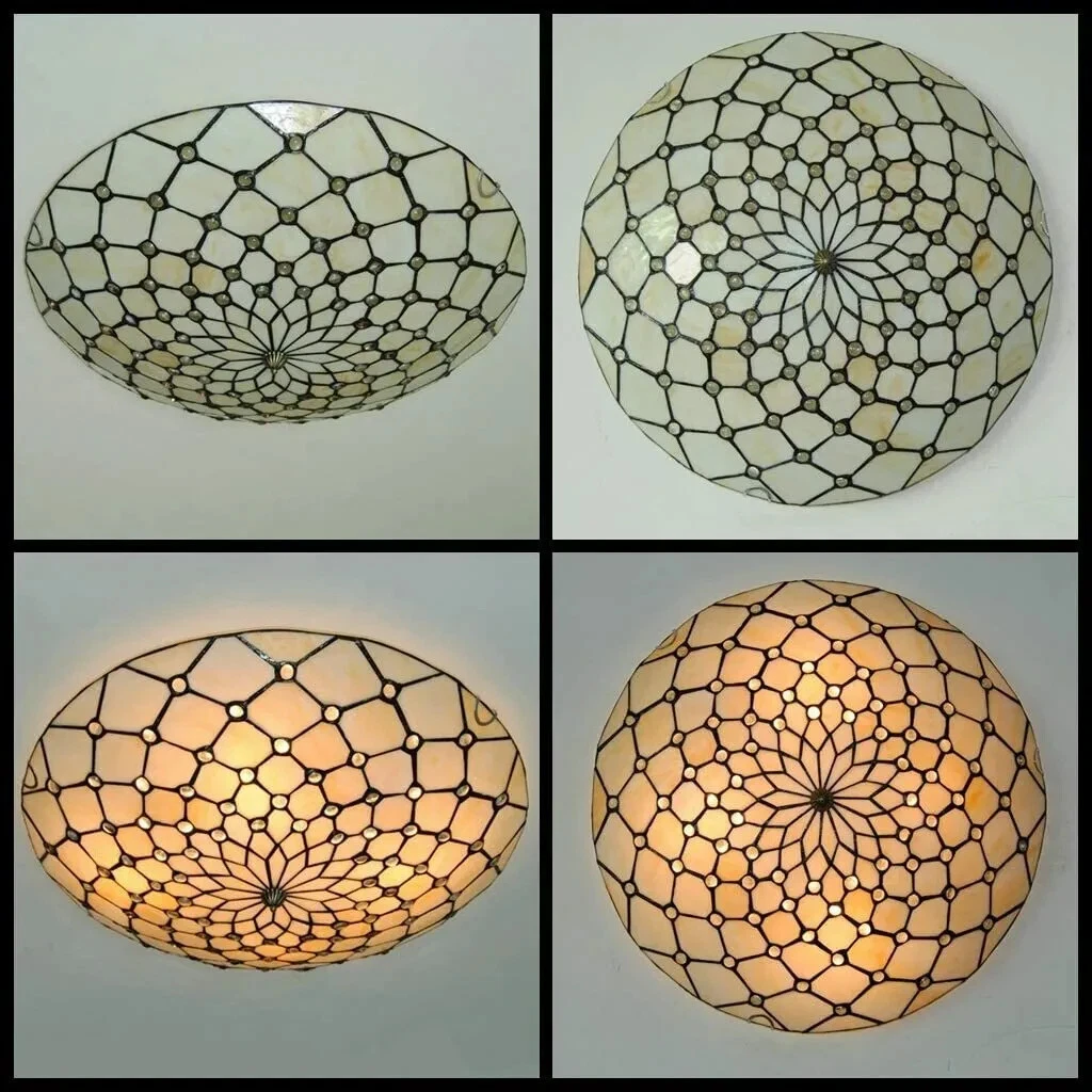 More Change Tiffany Style Ceiling Chandelier Light Flush Mount Lamp Fixtures Stained Glass Decor