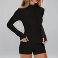 thumbnail image 6 of 2 Piece Yoga Sets for Women Full Zipper Long Sleeve Cropped Jacket High Waist Soft Shorts Lightweight Gym Wear 2026 Black XL, 6 of 8