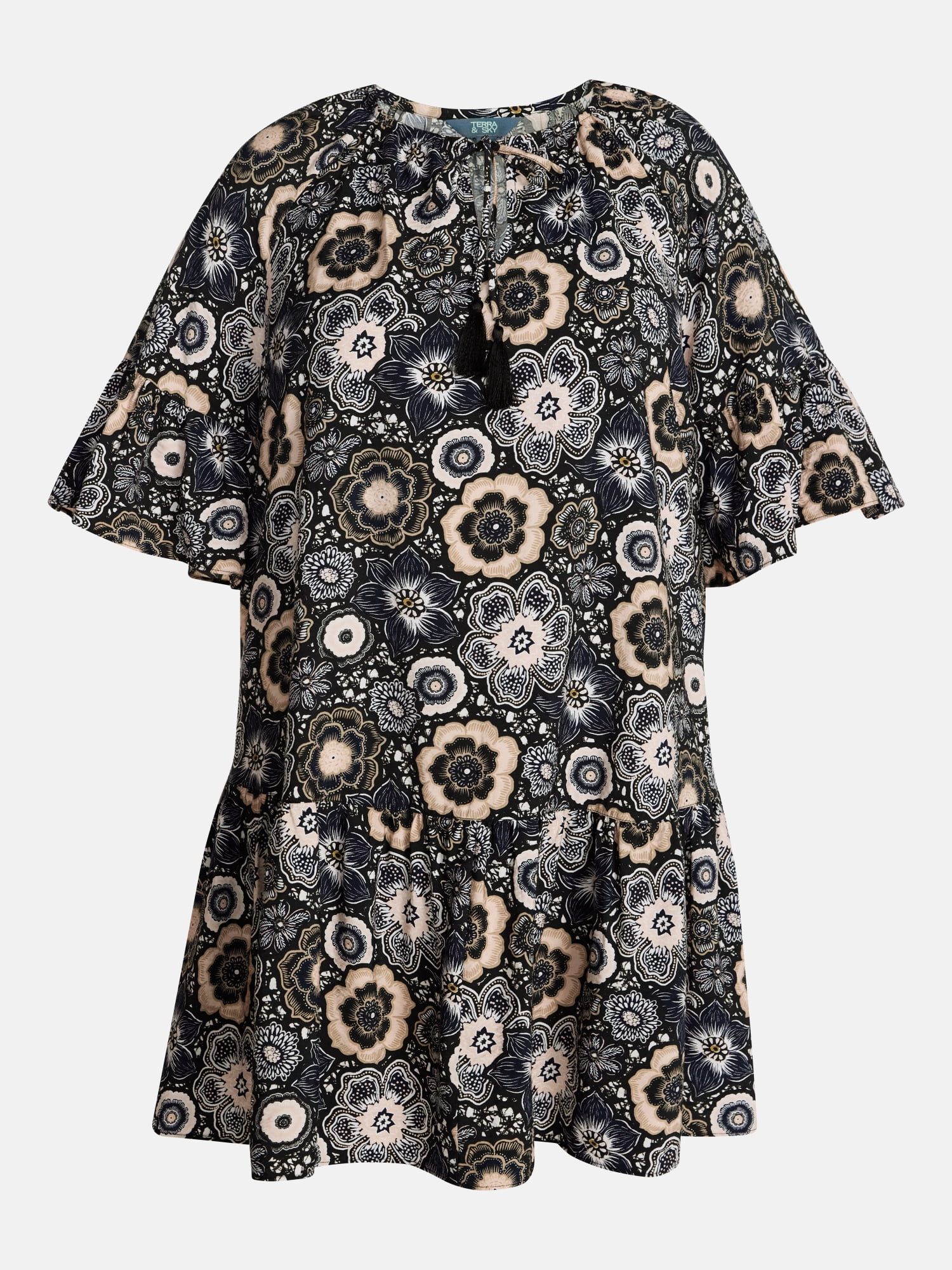 Terra and Sky Women's Split Neck Dress, Sizes 0X-5X