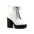 thumbnail image 1 of Unique Bargains Women's Zip Platform Chunky Heel Combat Boots, 1 of 8