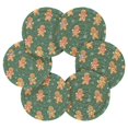 thumbnail image 5 of 6 Pcs Drink Coasters with Holder 3.94in Woven Coasters for Drinks Gingerbread Christmas Theme Pattern Coaster Set for Protection Table, 5 of 7