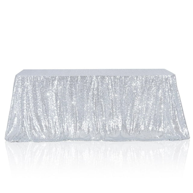 Mantel Poise3ehome con lentejuelas plateadas, 127 x 203 cm, rectangular