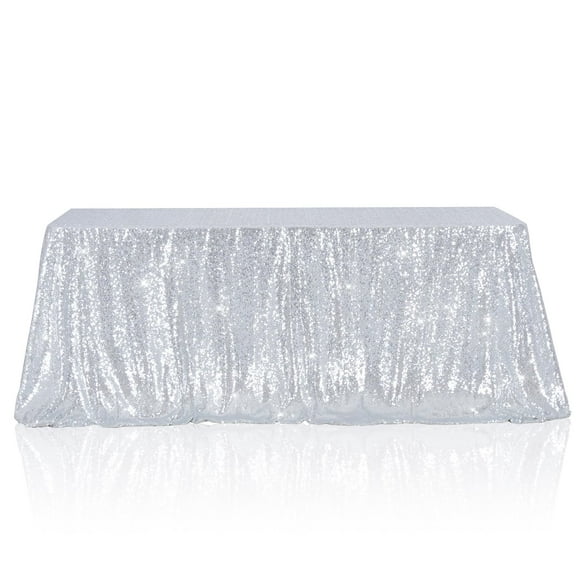 Mantel Poise3ehome con lentejuelas plateadas, 127 x 203 cm, rectangular
