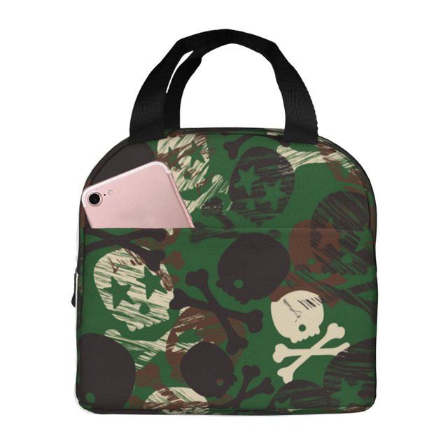 Disketp Camouflage Skull Bolsa Térmica para Almuerzo para Hombre y Mujer, Ideal para Trabajo, Senderismo y Picnic