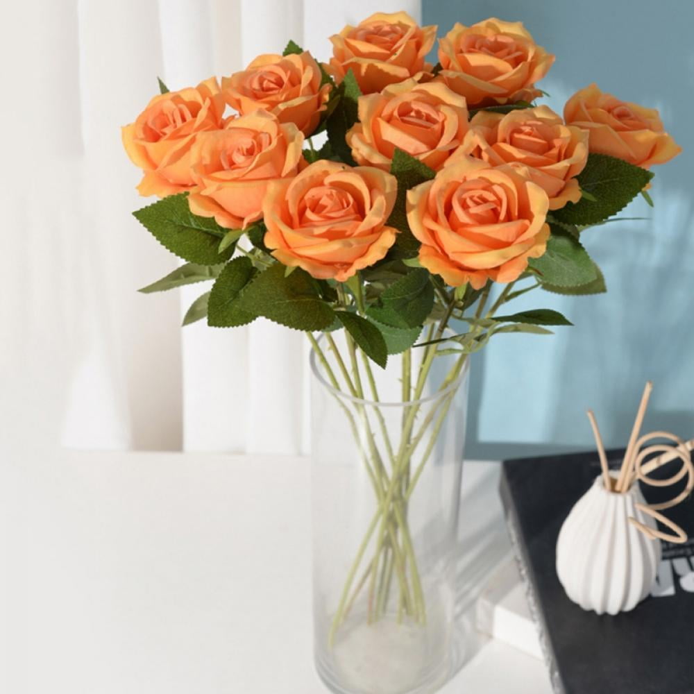 24 PCS Rose Artificial Flowers, Silk Roses with Stems Realistic Fake