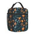 thumbnail image 4 of YFYANG Reusable Adult / Children Portable Lunch Bag, Vintage Orange Flower Pattern Hands-Free Buckle Handle Insulation / Cold Bag for School, Work, Picnics, Travel, 4 of 6