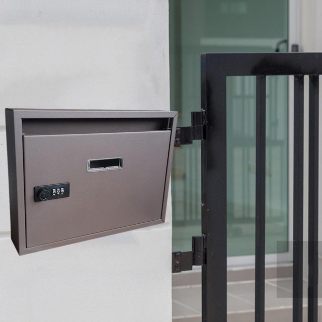 Buzón de Metal para Montaje en Pared, con Bloqueo Seguro, Puerta de Buzón, Buzón Seguro, Buzón de Sugerencias, Buzón Decorativo, 35x5x26cm marrón Macarena Buzón de montaje en pared