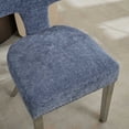 thumbnail image 3 of Hassch Set of 2 Dining Side Chairs, Chenille Upholstered with High-Density Foam, Curved Backrest, Copper Nailhead Trim, Silver Stainless Steel Legs (Blue), 3 of 10