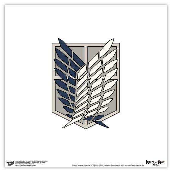 Gallery Pops Attack on Titan - Scout Regiment Emblem Wall Art, Unframed Version, 12" x 12"