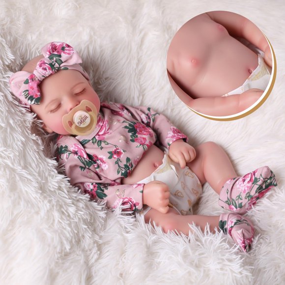 BABESIDE Poupées Bébé Reborn Réalistes - Poupées Bébé Nouveau-Né Réalistes de 20 Pouces Endormies Vinyle Corps Entier Poupées Bébé Réalistes Fille avec Accessoires Cadeaux pour Enfants 3 Ans et Collection