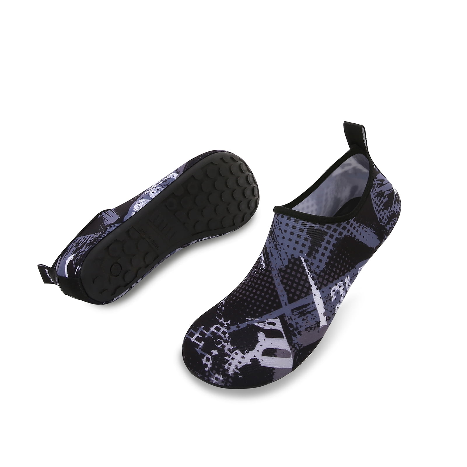 Men and Women a Slip On Barefoot Quick-Dry Beach Aqua Yoga Water Shoes (Monochrome Square/Black, 13-14 Women/10.5-11 Men)