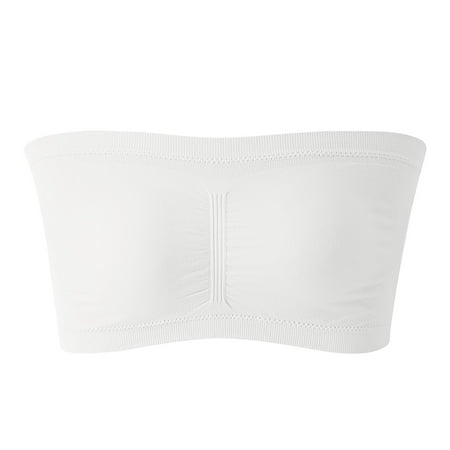 Mzoazpie Stretch Strapless 1 Piece Bras To Wear with A Backless Dress Bra Summer Bandeau Bra for Women Pack Plus Size Strapless Bra Large Bras for Women Comfort Wireless Bra Padded Top Bra for Wo