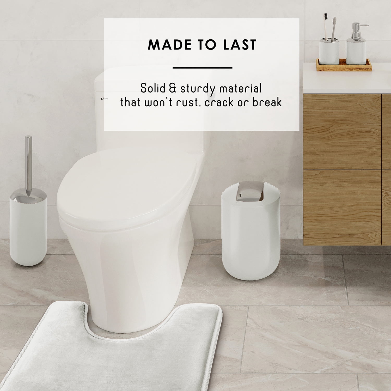 Lammaloe White Bathroom Accessories Sets and Shower Caddy for Bathroom Sets with Shower Curtain Sets for Bathroom Decor with Toothbrush Holder