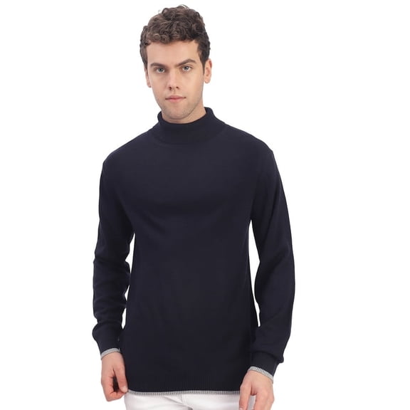 Cavardi Casual Men’s High Neck Sweater – Navy | L