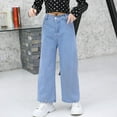 thumbnail image 2 of Kids Girls Jeans High Waist Wide Leg Pants for Teens Trendy Jeans 6-7 Years Girls Fashion, 2 of 5