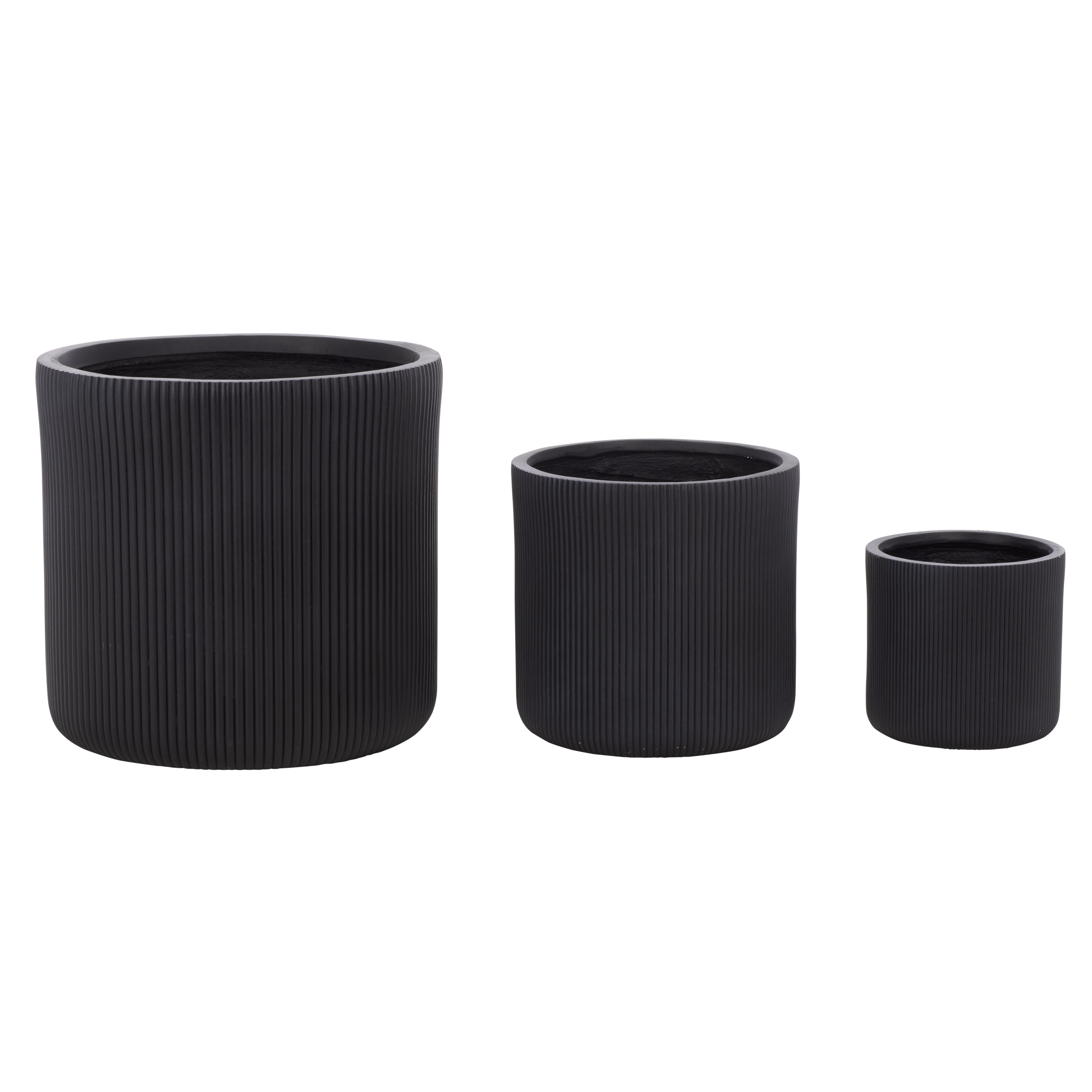 Safavieh Carolina Round Black Fiber Clay Plant Pots - Set of 3