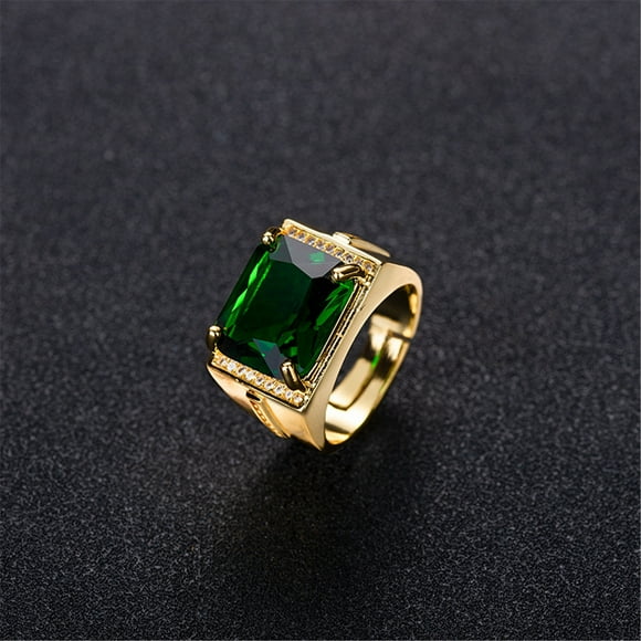 TopLLC Rings Men's Retro Square Gold Plated Open the Ring
