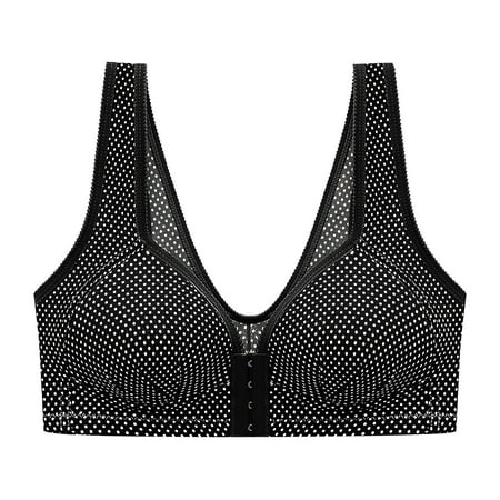 

TZNBGO Push Up Bar Backless Bra Minimizer Bra Racerback Women s Bras Wireless Lace Comfortable Front Fastening Breathable Anti-exhaust Printing Non-Wired Bra Gathered Polka Dot No Steel Ring6204