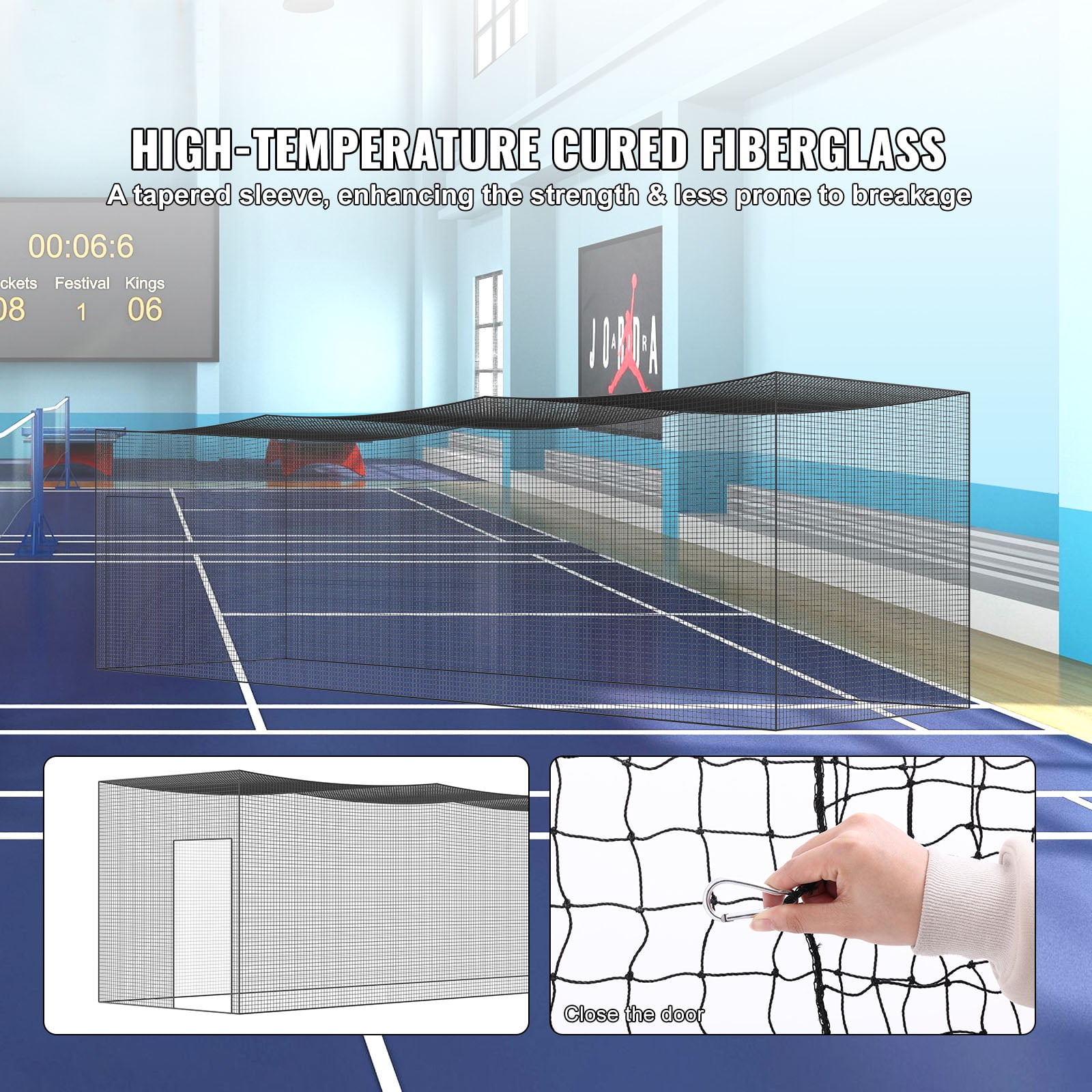 KFFKFF Batting Cage, 35x10x10FT Softball and Baseball Batting Cage Net (MESH ONLY), Baseball or Softball Batting and Pitching Practice Mesh with Entryway & Transport Sack, Robust Encased PE Mesh