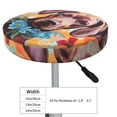 thumbnail image 7 of Picia Painted Flower Puppy pattern Round Stool Covers Comfy Seat Covers Stretch Removable WashableChair Slipcover Round Bar Chair Cushion Cover-14 inch, 7 of 7
