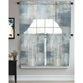 thumbnail image 3 of Blue Beige Kitchen Curtains Swag Valance and Tier Curtains Set 36 Inch Length, Oil Painting Abstract Art Contemporary Rod Pocket Drape Panels Pair Swag Curtains for Bathroom/Cafe/Window, 3 of 6