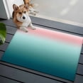 thumbnail image 4 of Pink Turquoise Ombre Bathroom Mat 2x3 FT, Non Slip Small Kitchen Mat, Teal Modern Geometric Striped Abstract Art Washable Soft Backed Front Door Throw Rug Indoor Outdoor Doormat for Entryway Sink, 4 of 9