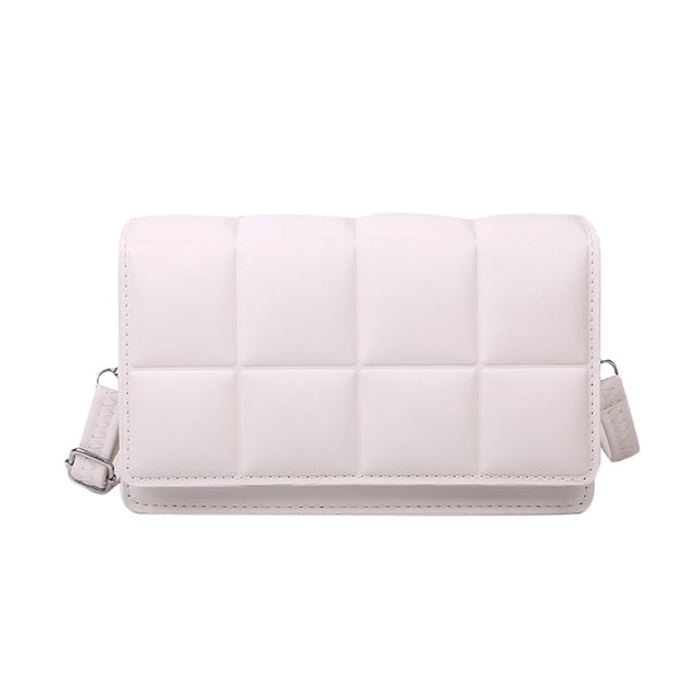 Bolso cuadrado pequeño de moda minimalista urbana, bolso bandolera de hombro Blanco