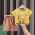 thumbnail image 2 of HCNTES Toddler Girls Boy Clothes Baby Boys Summer Outfits Patchwork Short Sleeve T-Shirt Shorts Set Summer Clothes Set(5-6 Years,a251-Brown), 2 of 4