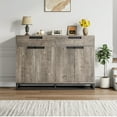 thumbnail image 6 of Luku 55" Modern Farmhouse Sideboard Buffet Cabinet with 2 Drawers & 4 Doors, Large Kitchen Storage Coffee Bar Table with Adjustable Shelves for Dining Room, 6 of 7