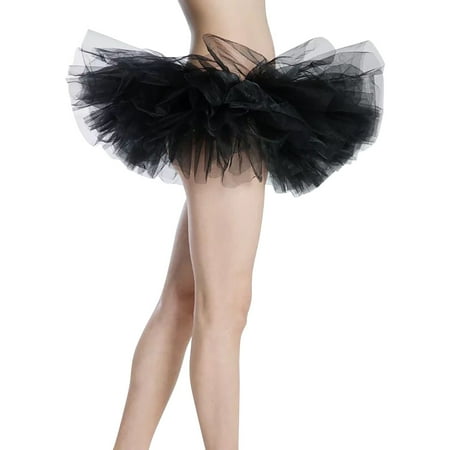 

nsendm Women s Tutu Skirt Adult Dance Fluffy Dkirt 5 Pieces Mash Soild Mesh Skirt Corset Skirt High Waist Skirt Black A