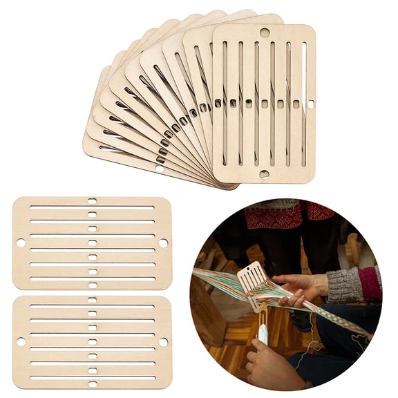 12PCS Wooden Weaving Heddle Loom Weaving Tools for Loom Mini Heddle Loom Backstrap Weaving Loom Darning Loom Scarf Weaving Loom