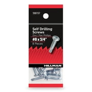 Hillman Self Drilling Screws, Hex Washer Head, #8 x 3/4", Zinc Plated, Steel, Pack of 8
