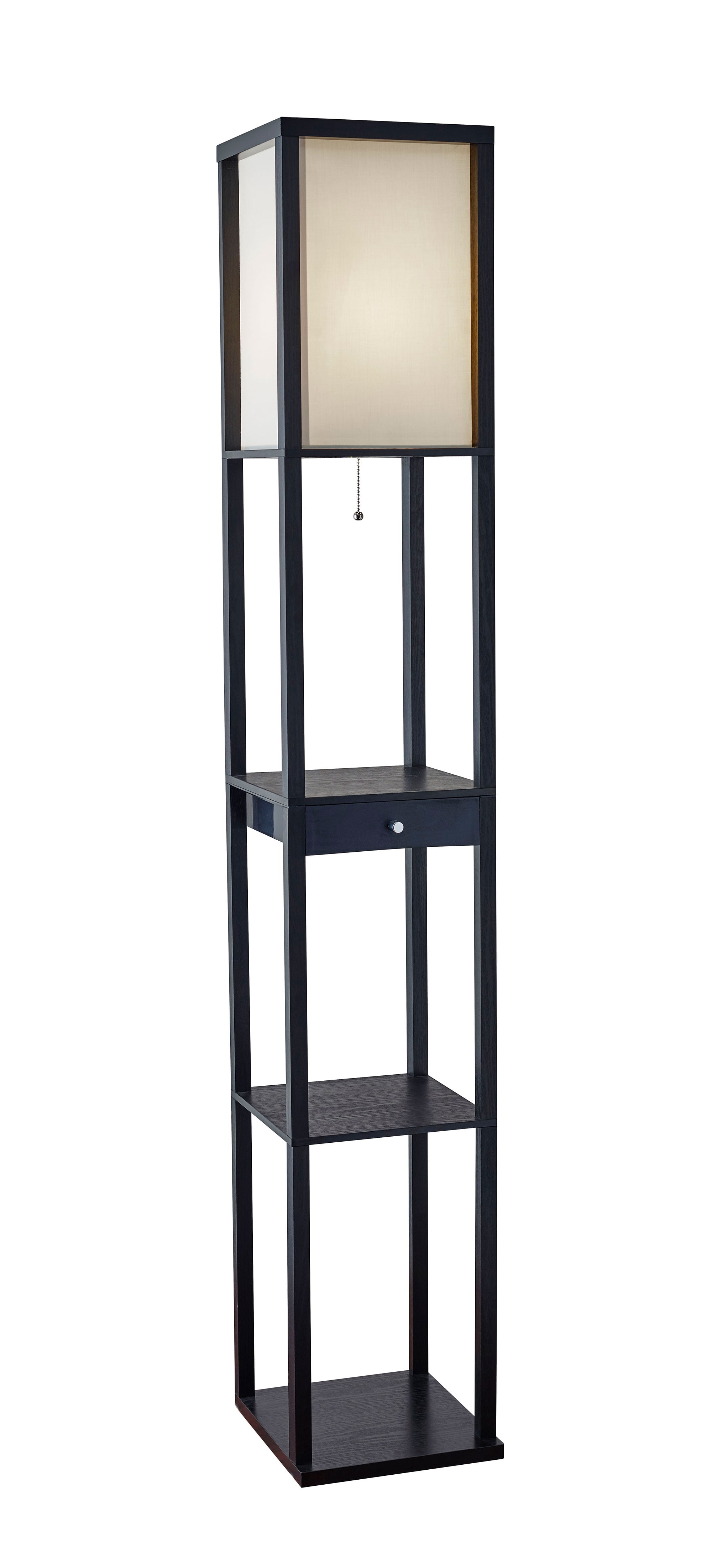 Adesso Shelf Lamp with Drawer, Black