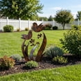 Bird Wildflower Pattern Metal Garden Stake Rustic Cutout Craft Ornament ...