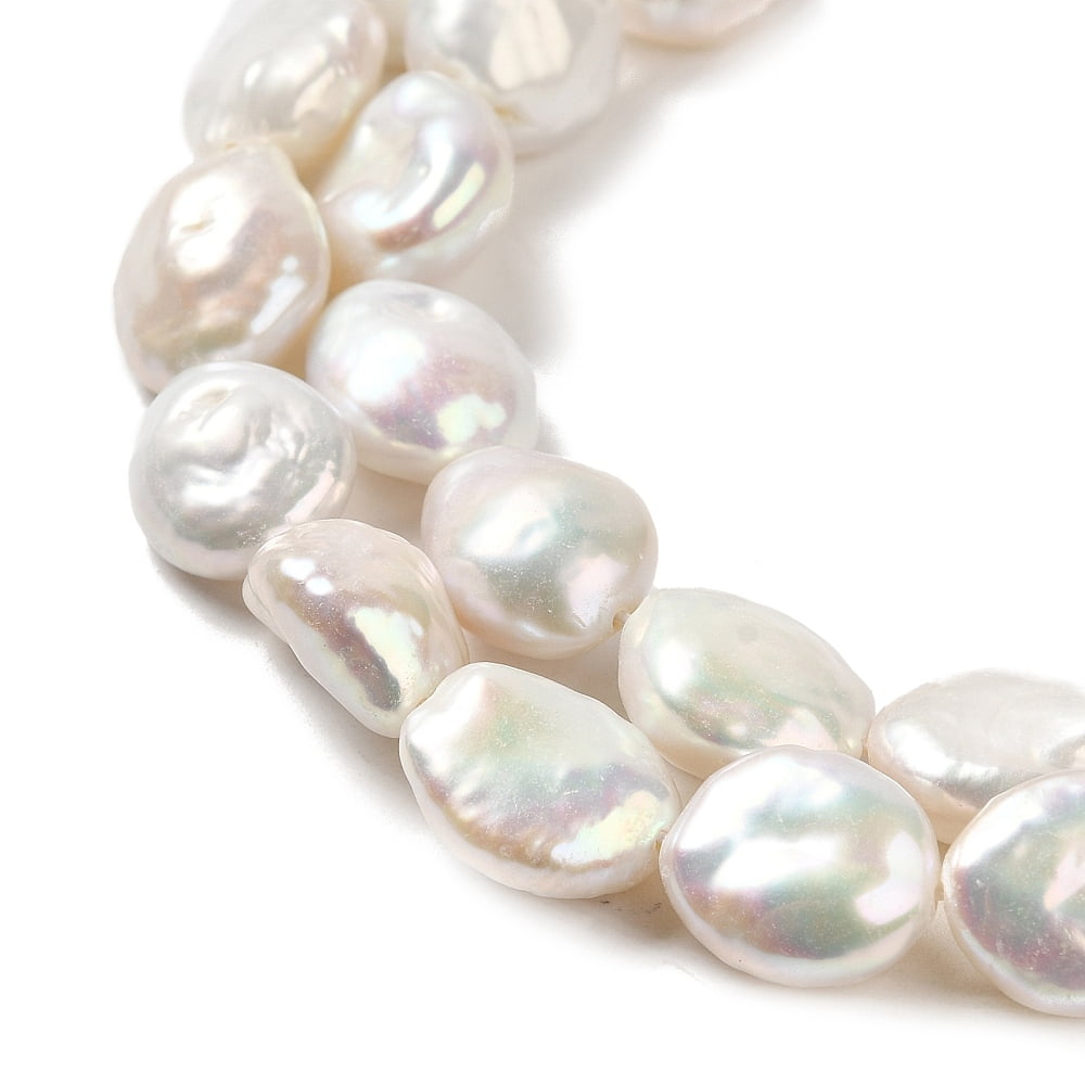 Baroque Pearl Keshi Pearl Beads Strands Cultured Freshwater Pearl Button Grade 3A+ Old Lace 11.5~12x10~11x5.5~7mm