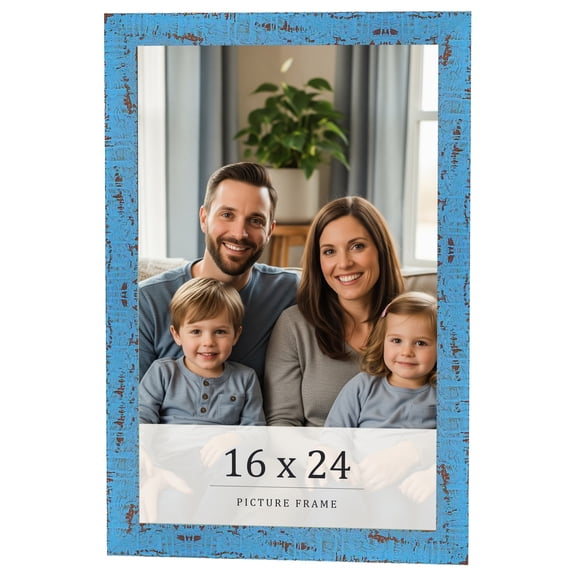 16x24 Frame Blue Solid Wood Picture Frame Width 1.125 Inches | Interior Frame Depth 0.5 Inches |