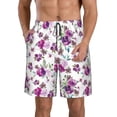 thumbnail image 2 of Uemuo Violets Flowers Pattern Men's Swim Trunks Hawaiian Beach Bathing Suit Swimsuits Beach Quick-Dry Shorts with Pockets-X-Large, 2 of 9