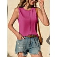 thumbnail image 6 of Women's Round Neck T-shirt Solid Color Casual Loose Vest Sleeveless Tops, 6 of 6