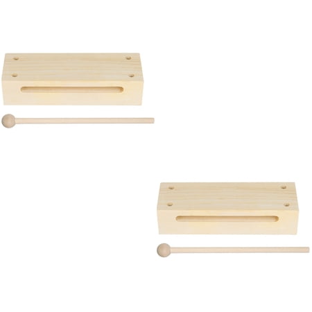HOMEMAXS 2 Sets Wood Block Instrument with Mallet Wood Rhythm Block Musical Wood Block Percussion Instrument